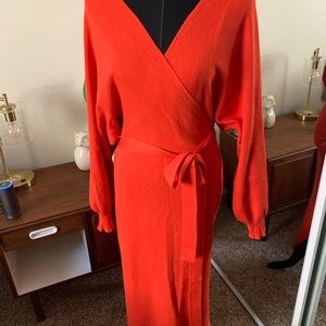 Orange sweater dress